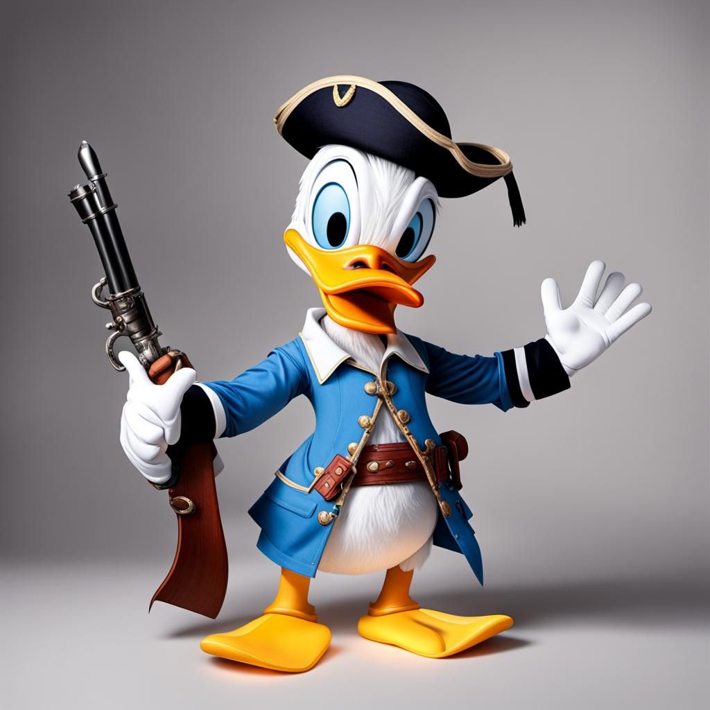 Quirky Pirate Donald Duck Wielded Sword with Eye Patch