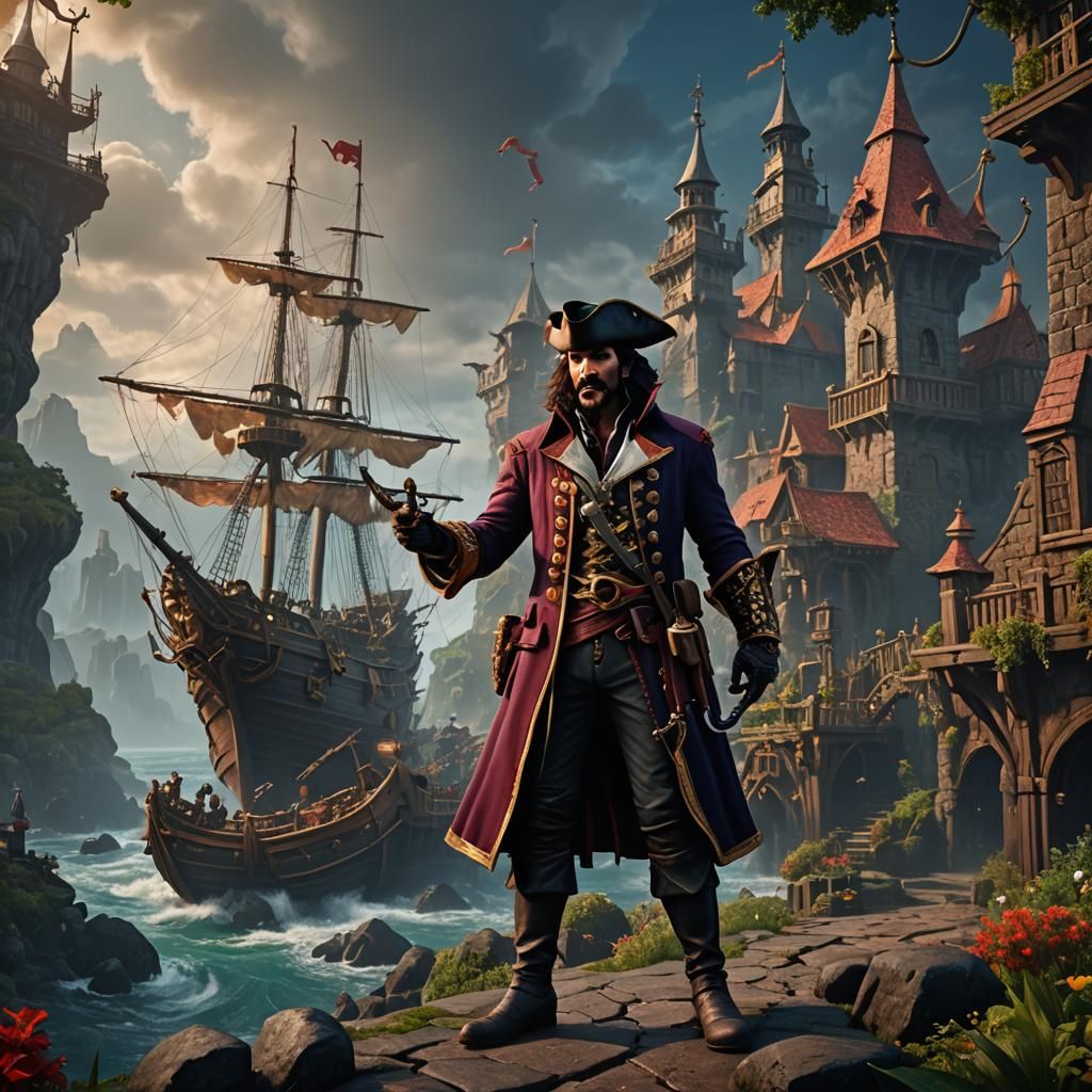 Detailed Matte Painting of Captain Hook