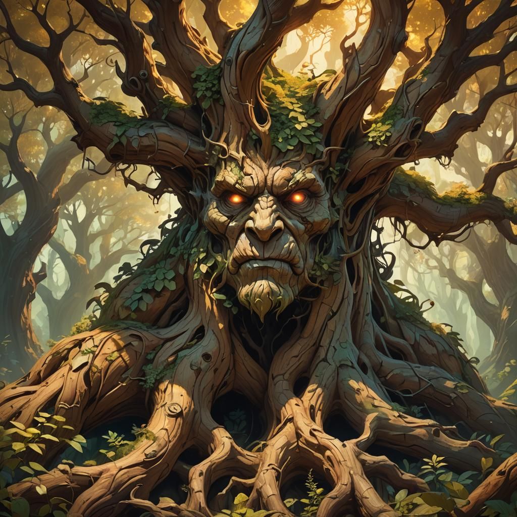 Majestic Wood Elemental in Lush Forest