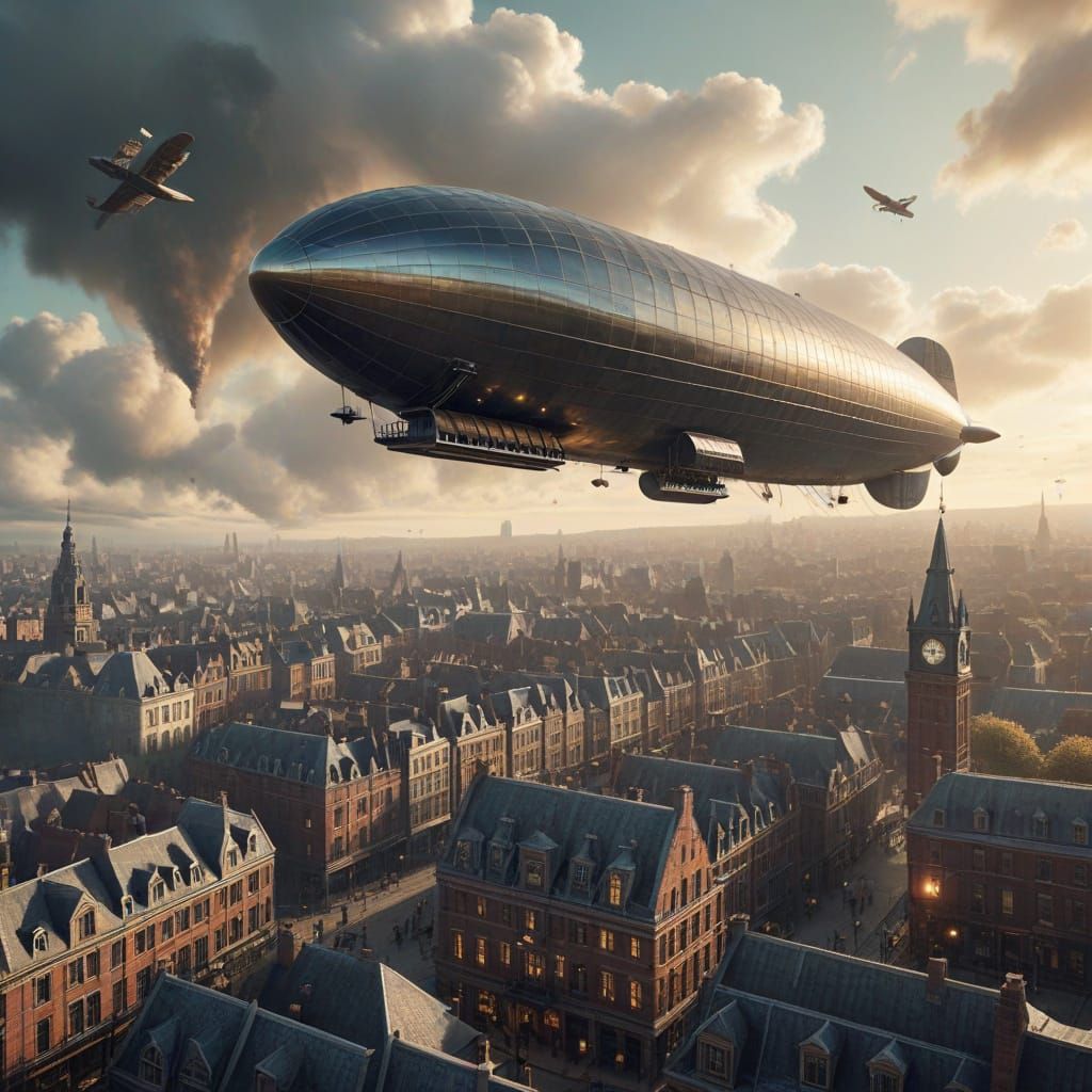 Spectacular Zeppelin Soars Over Victorian Cityscape