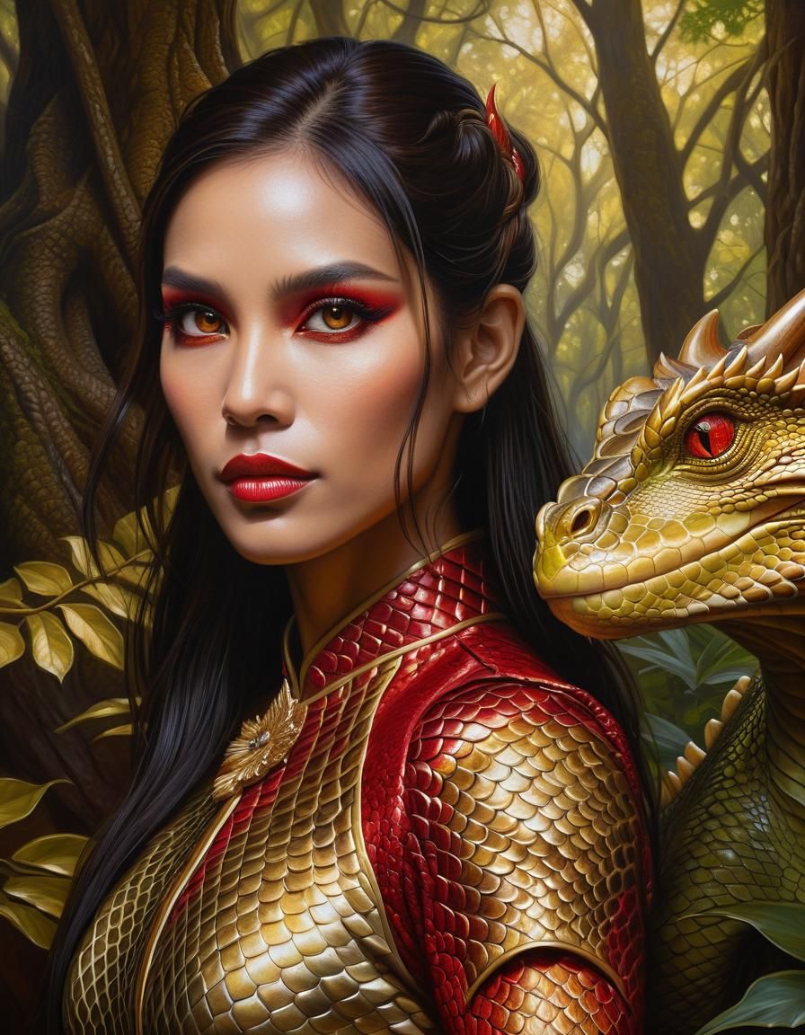 Dragon girl with her pet