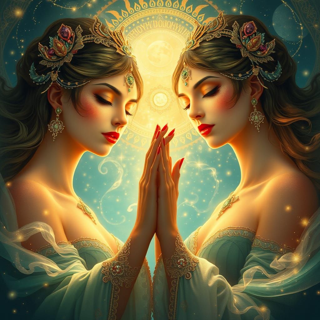 Radiant Goddesses in Ethereal Whirlpool