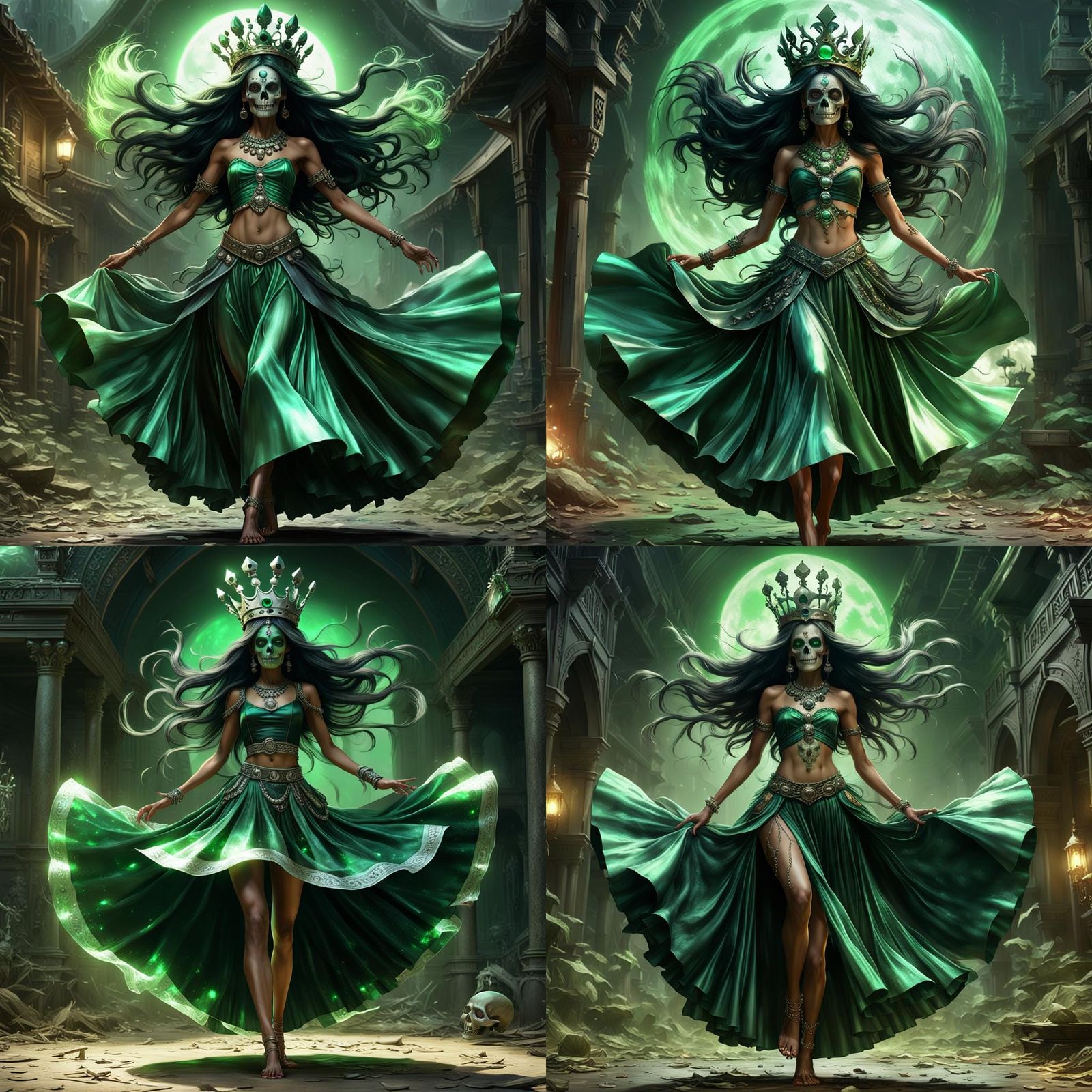 Indian Witch with Skull Crown, Fantasy Art