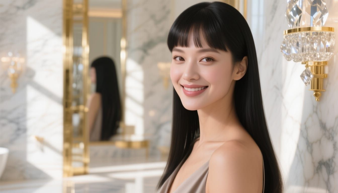 Elegant Woman in Luxury Interior, Photorealistic Portrait