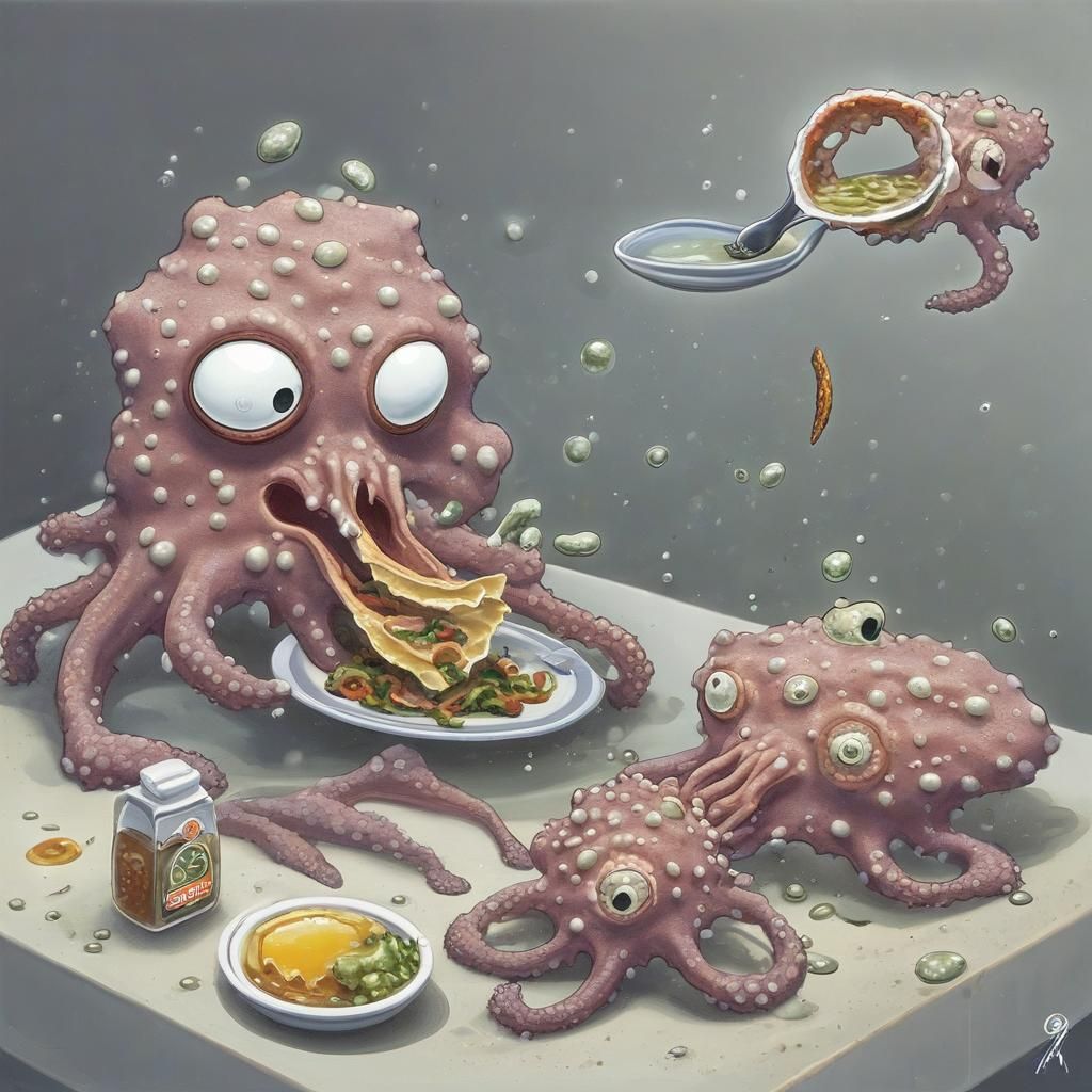 Amoebas Lunching: An AI Interpretation