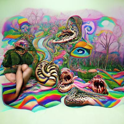 Psychedelic Snake Dreamscape: A Surreal Vision