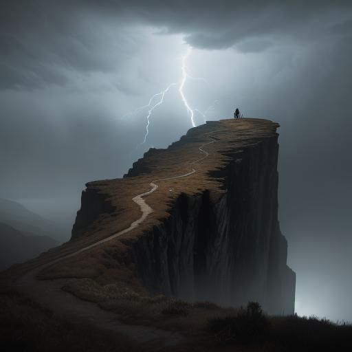 Stormy Landscape Film Still in Ash Thorp Style