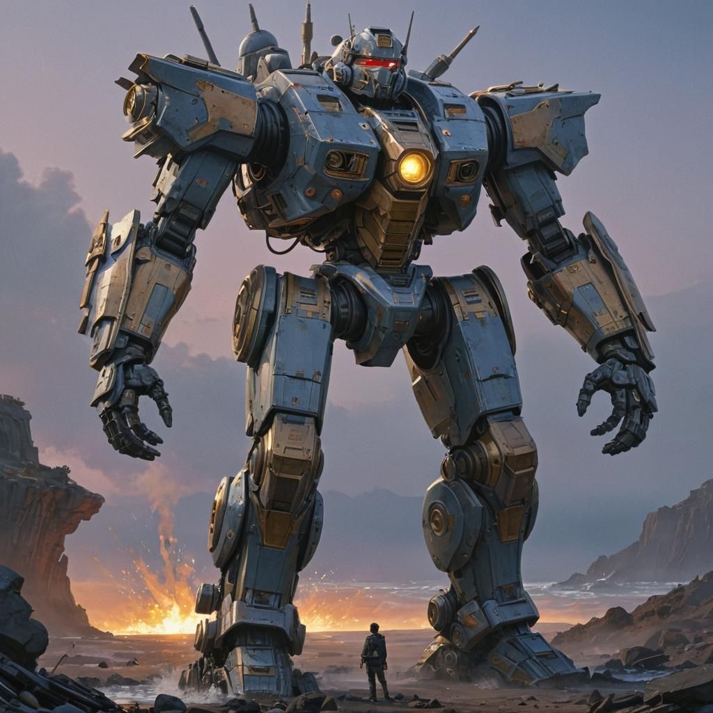 Napoleon on Giant Mecha: Watercolor Concept Art