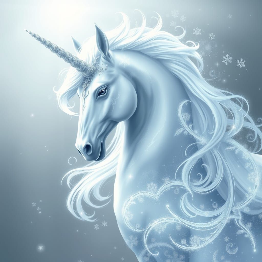 Majestic Frost Unicorn in Elegant Digital Art