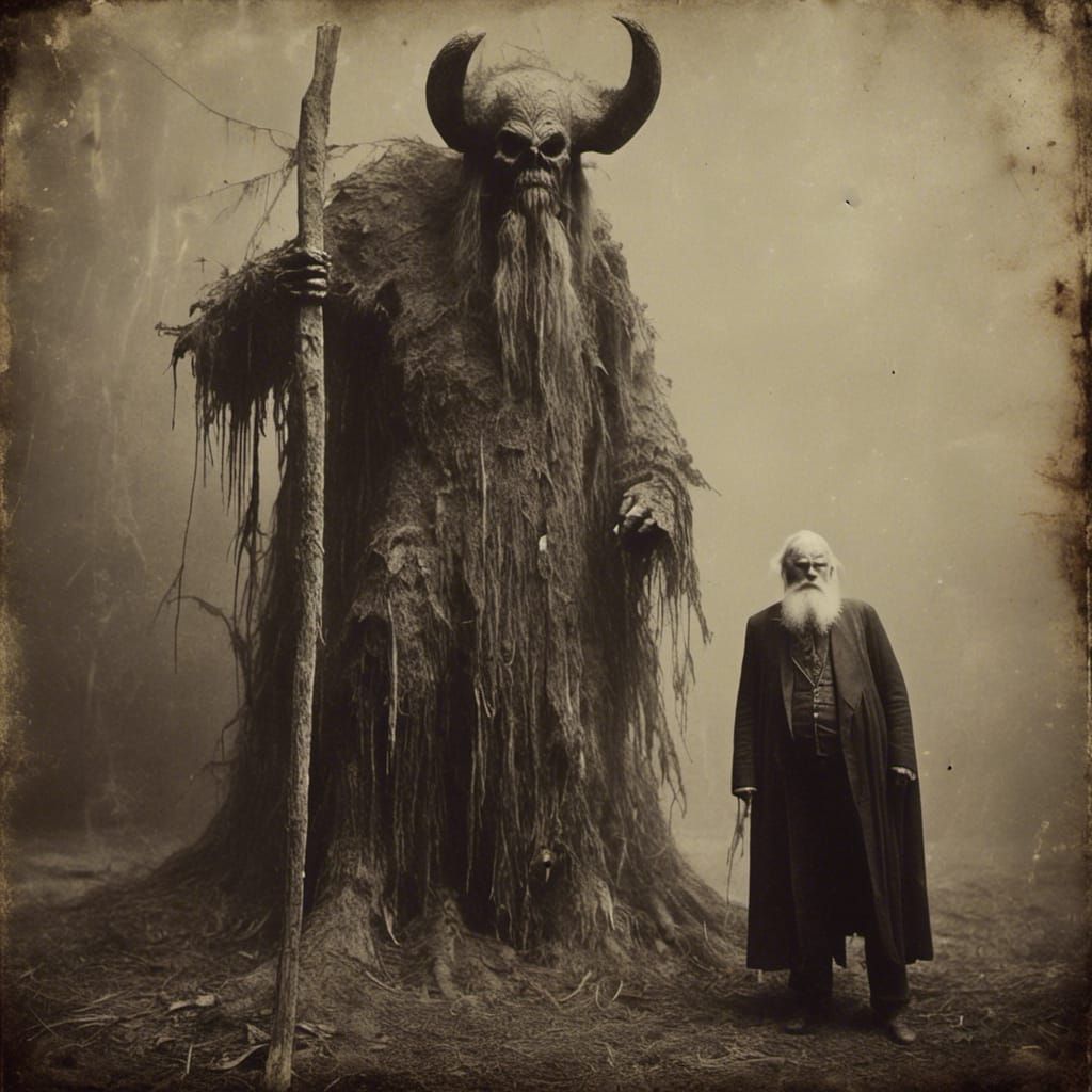 Viking and Thunder God in Vintage Style