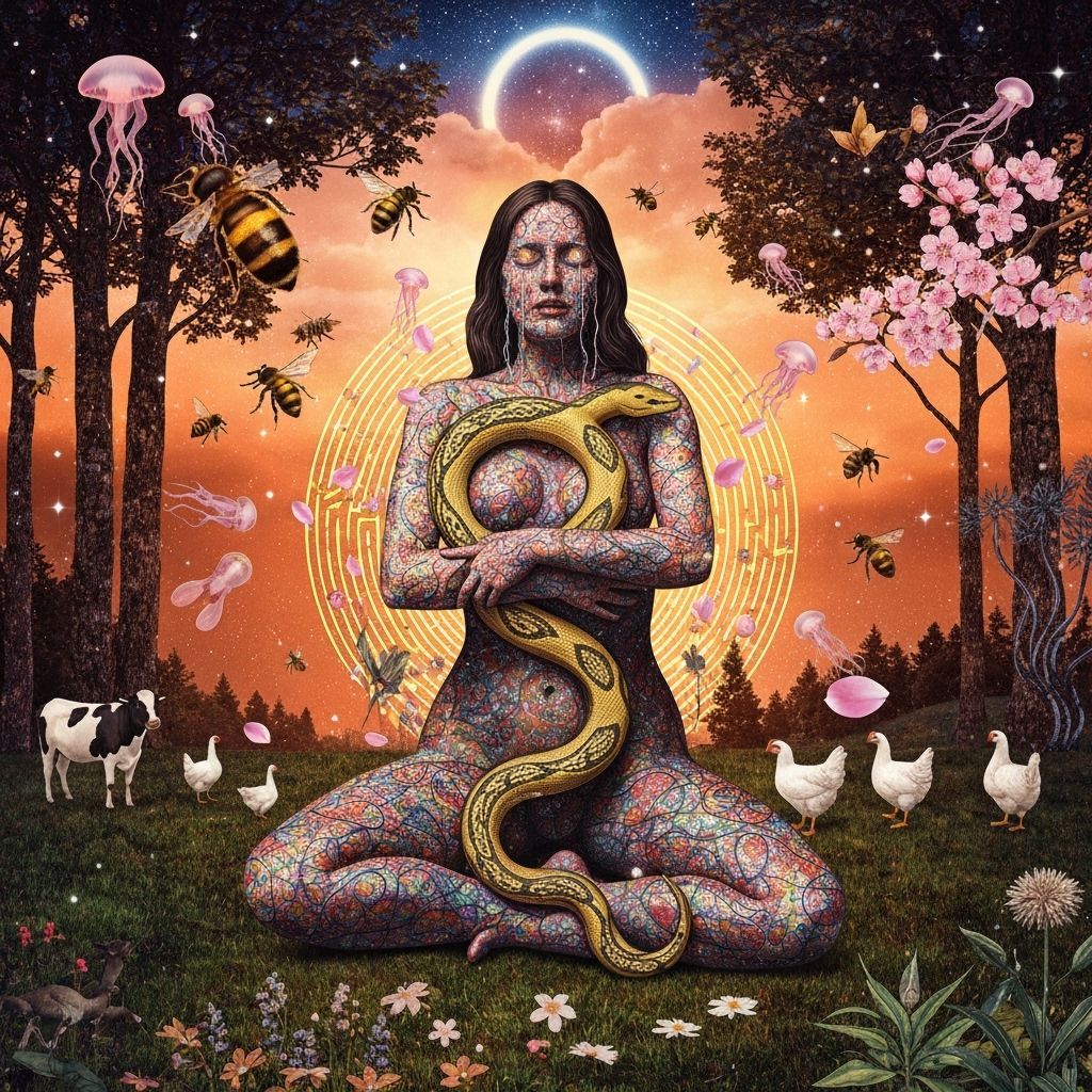 Surreal Bio-Art Woman in Trance Deep Forest