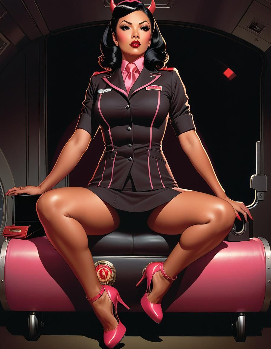 Soledad Miranda as Flight Attendant in Comic Art Style