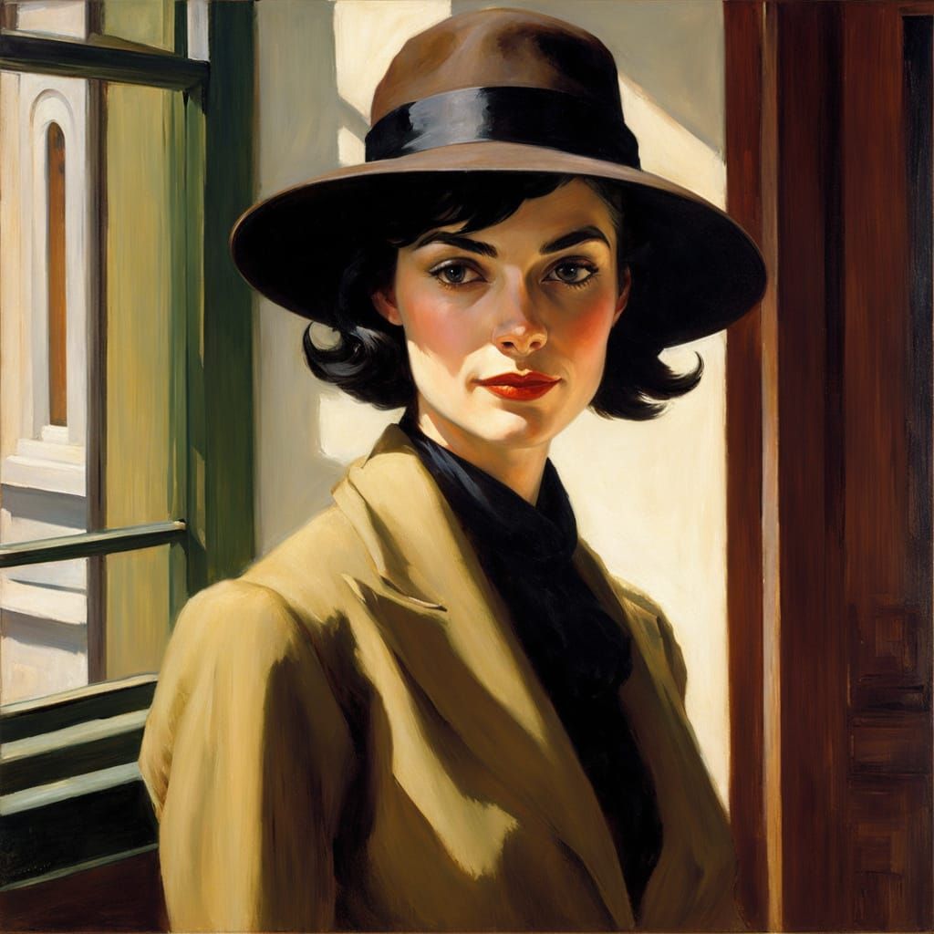 Impressionistic Elf in Dark Doorway, Hopper Style