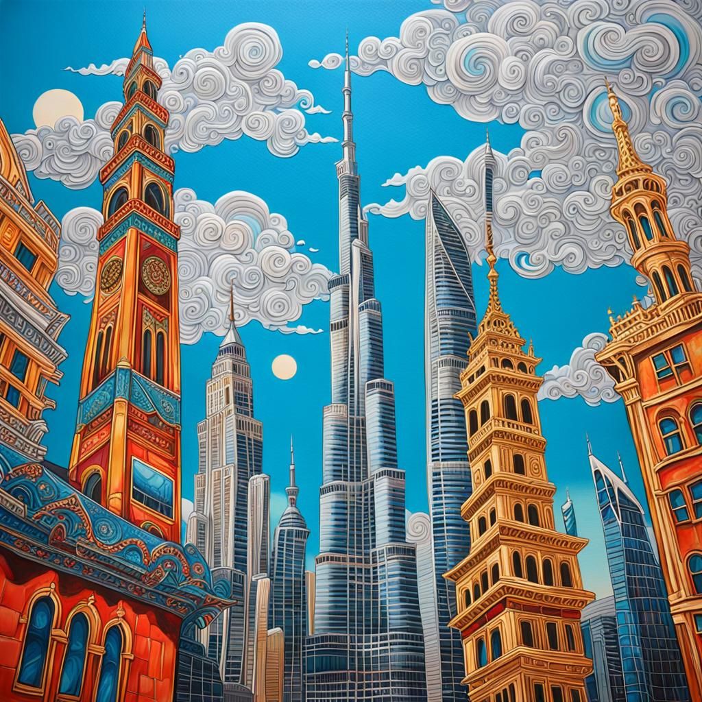 Renaissance Skyline with Global Landmarks