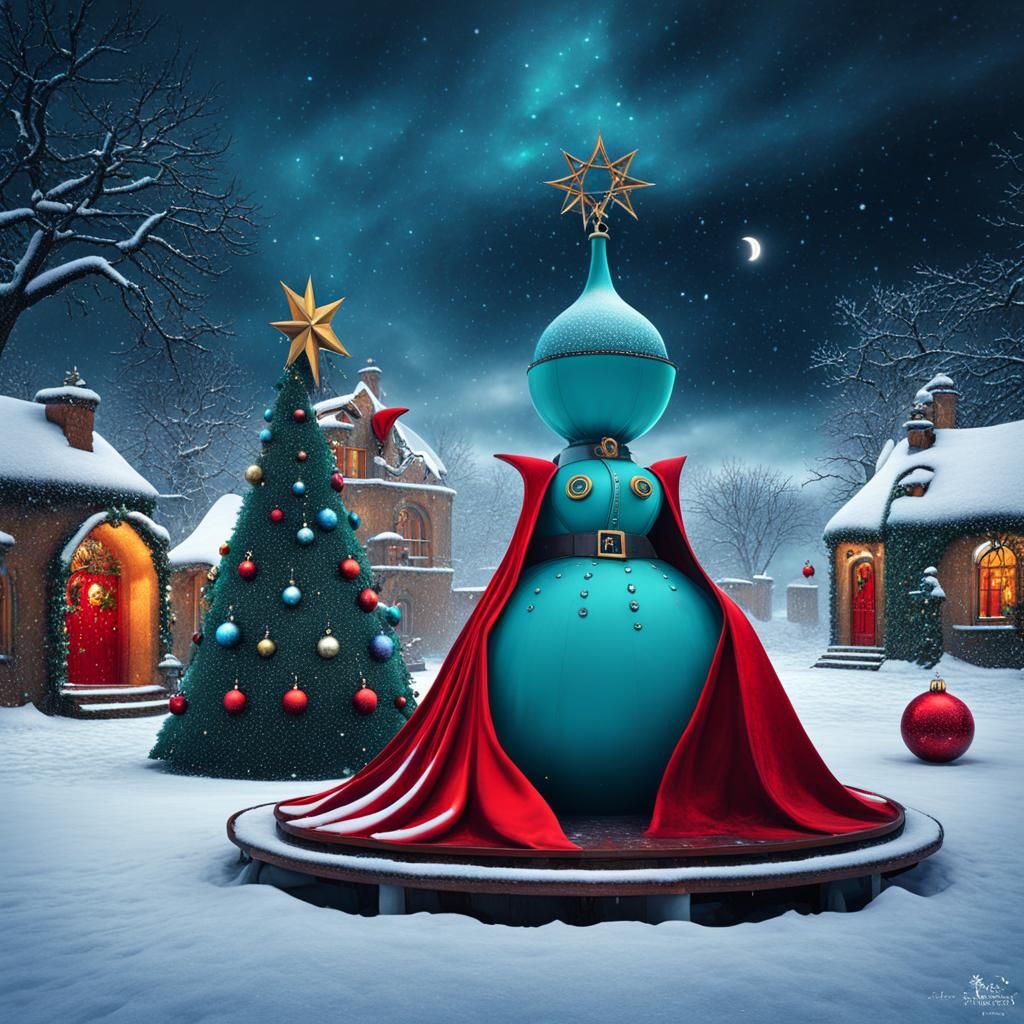 Surreal Christmas Scene in Expressionist Style