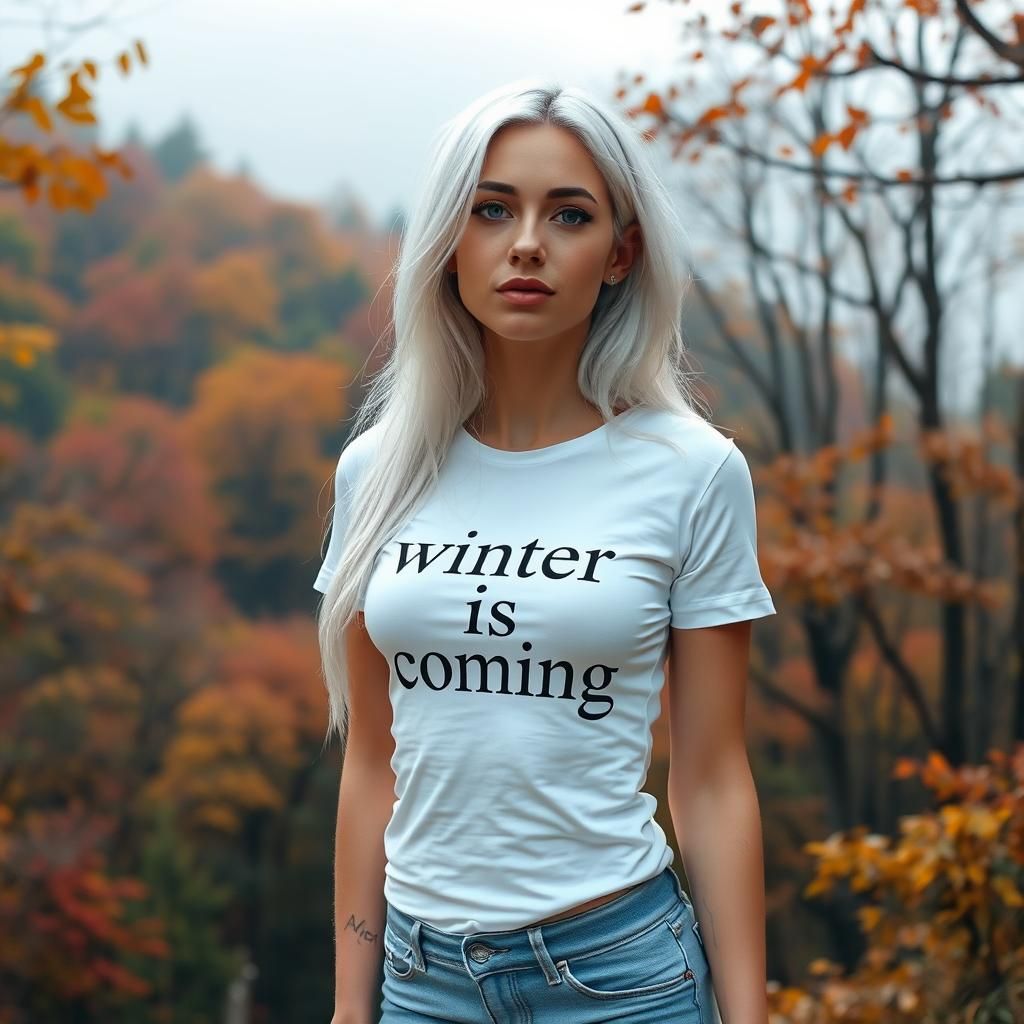 Ghostly Woman in Autumn Forest