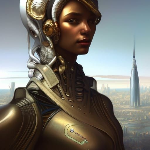 Majestic Alien Humanoid Portrait in Hyperdetailed Style