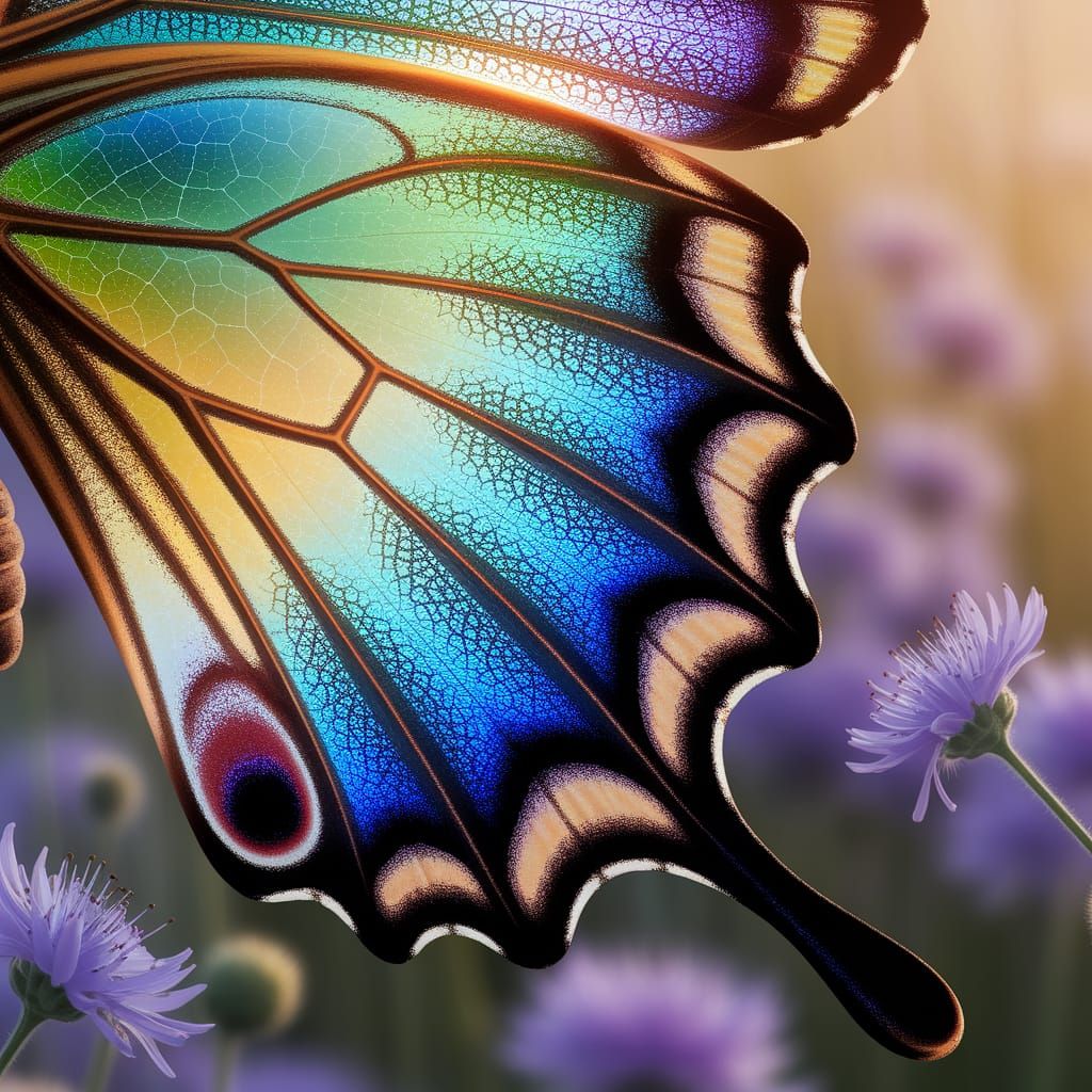 Macro Butterfly Wing with Intricate Patterns