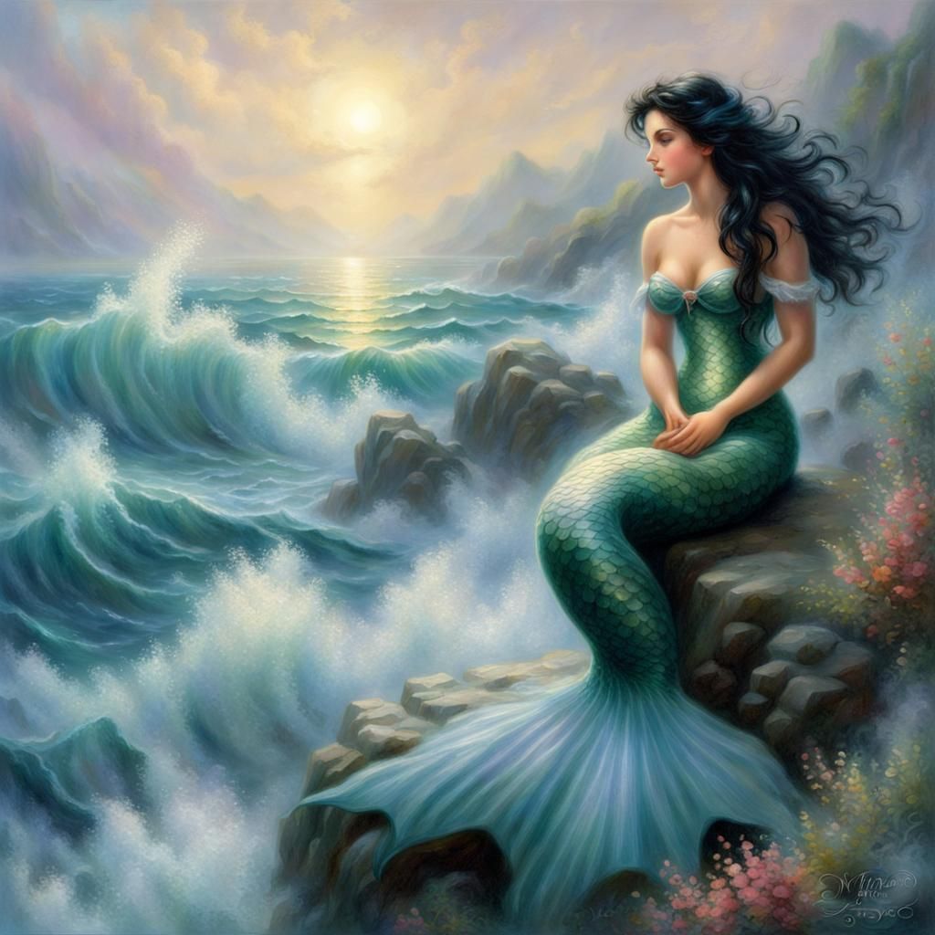 Ethereal Mermaid in Ocean Fantasy Art