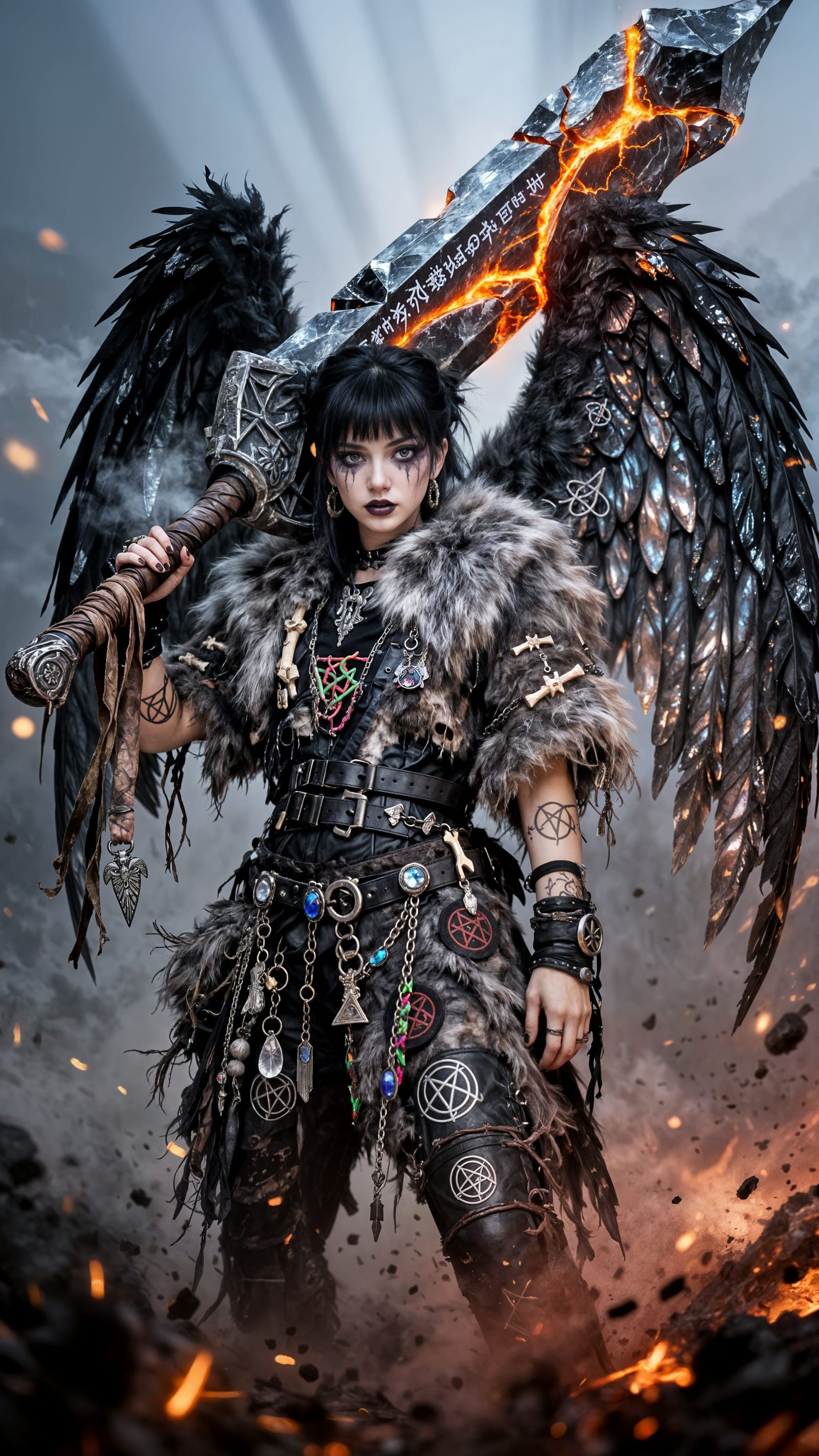 Gothic Angel Warrior Queen in Harajuku Style