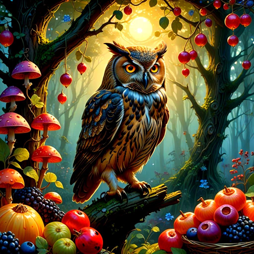 Enchanted Forest Farmstand with Glowing Produce