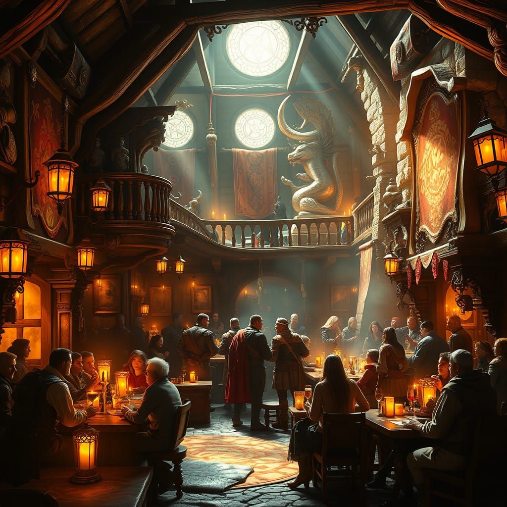 Grandiose Adventurer's Guild Tavern with Wonder and Magic