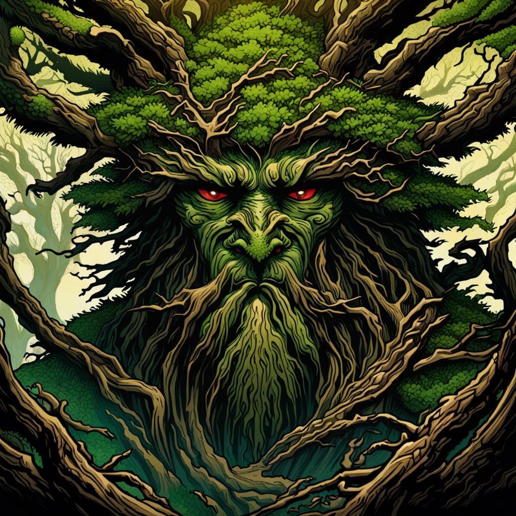 Samurai Ent Treebeard in Comic Book Style