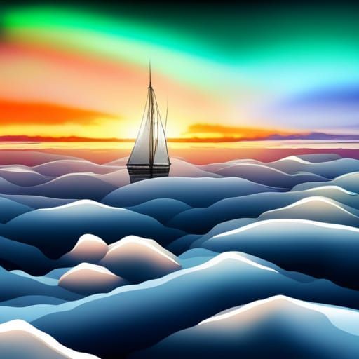 Silver Ships Gleaming in Bright Sky