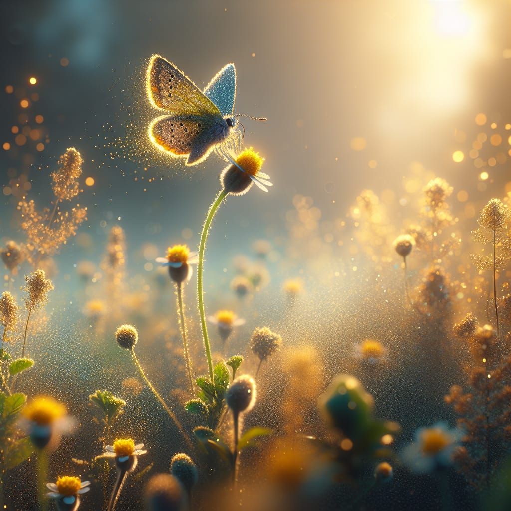 Vibrant Butterfly Alights on Sun-Kissed Garden Bloom in Hype...