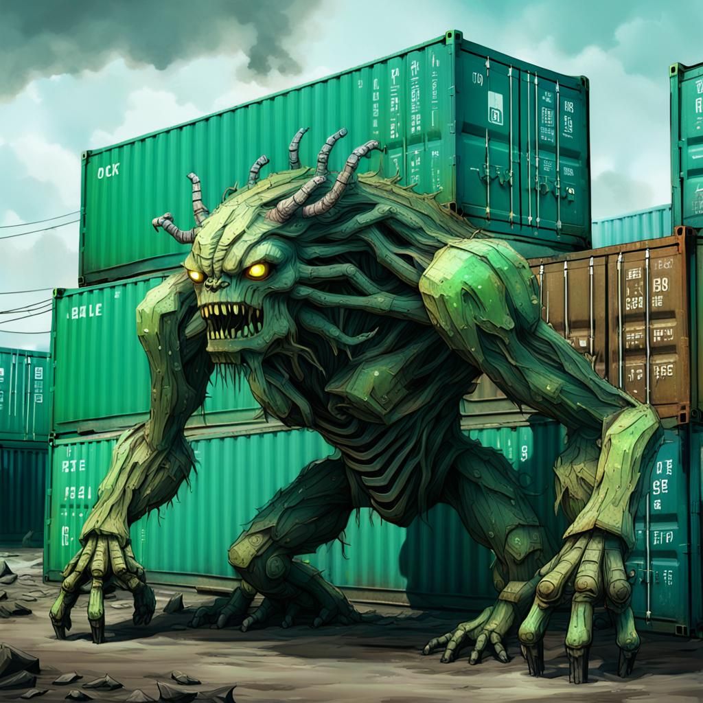 Industrial Horror Container Monster Concept Art