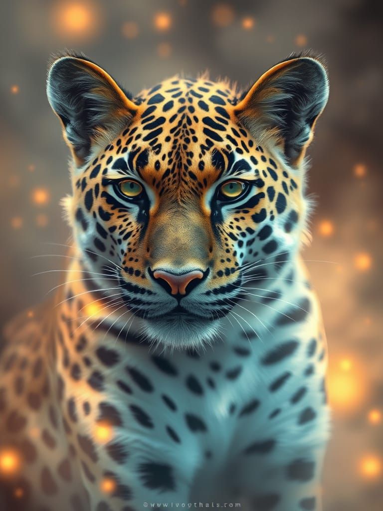 Ethereal Leopard with Ghostly Glow in Fantasy Style