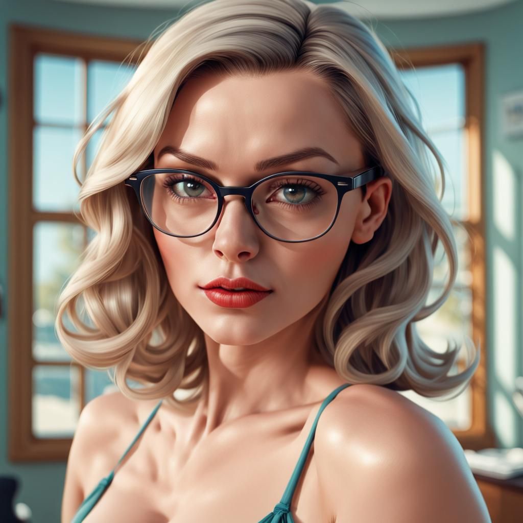 Glamorous Woman in Psychiatrist Office, Pin-Up Style