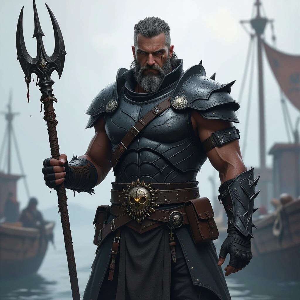 Harbor Warden of Sunveil Haven: Dark Fantasy Art