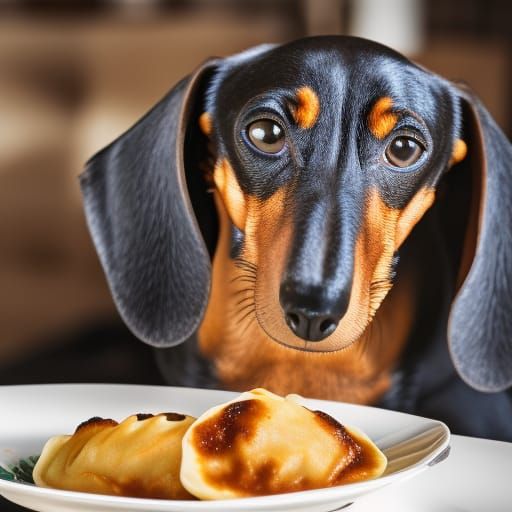 Dachshund Delight: A Pup's Pierogi Feast