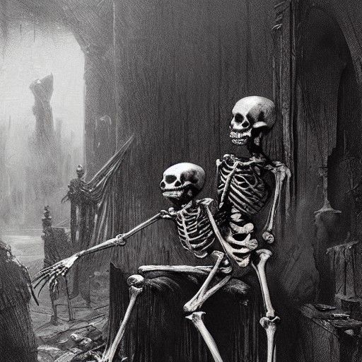 Shocked Skeleton in Horror Style