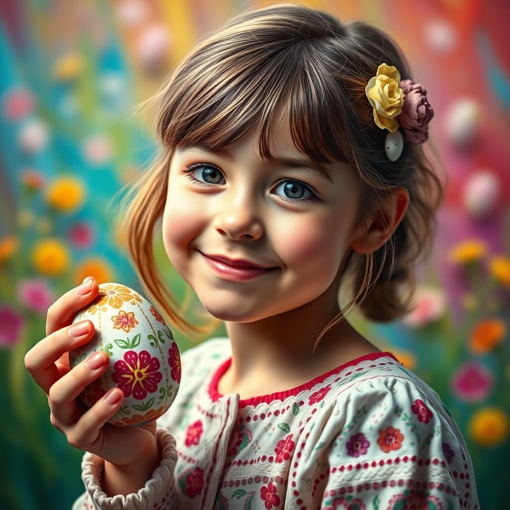 Gentle Easter Moment with Pomlázka and Decorated Egg