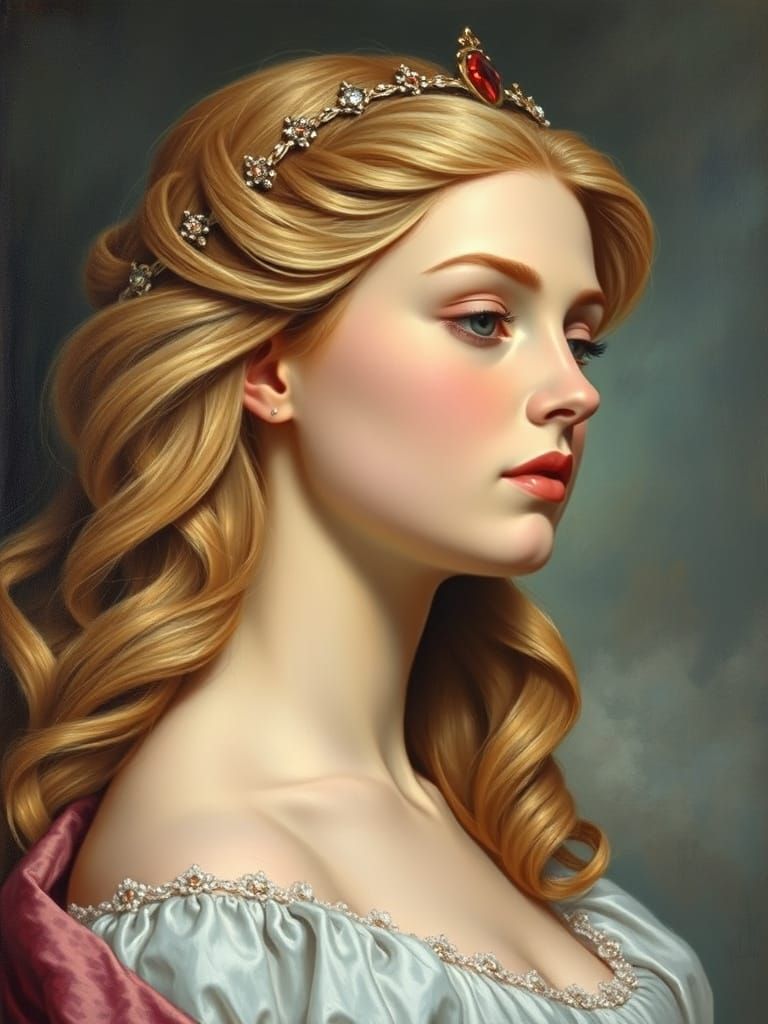 Dreaming Princess Aurora Portrait in Classical Style