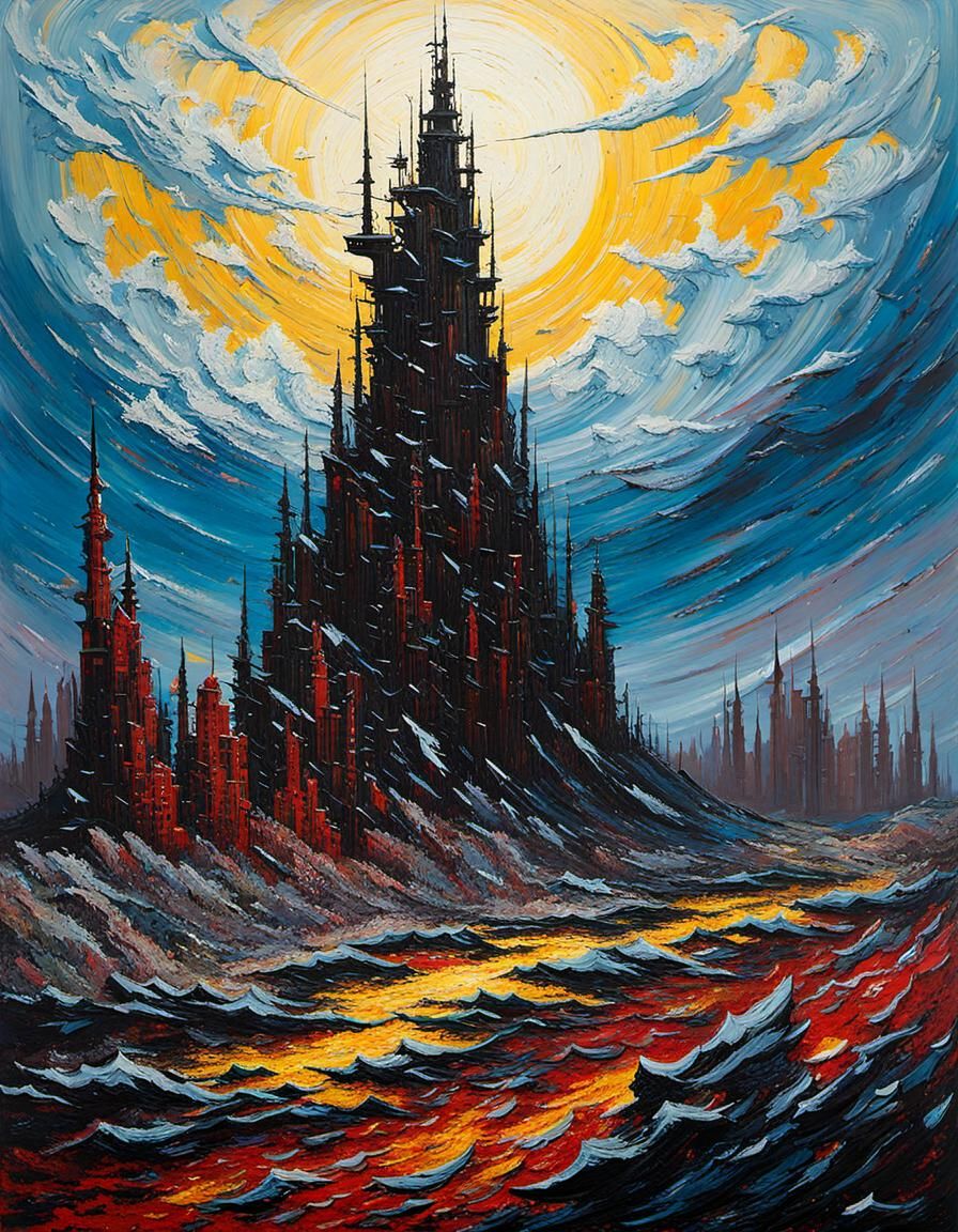 Post-Apocalyptic Landscape in Impasto Style