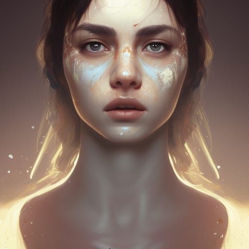 Intricate Portrait with 'White Lies' Inscription