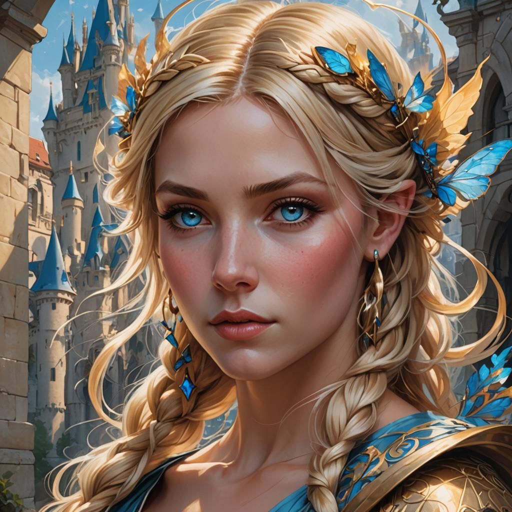 Fairy Girl Portrait in Alphonse Mucha Style