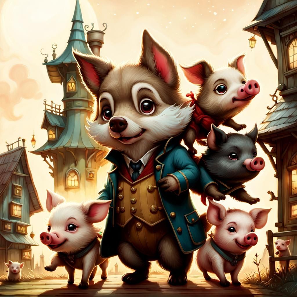 Big Bad Wolf With the Little Pigs.