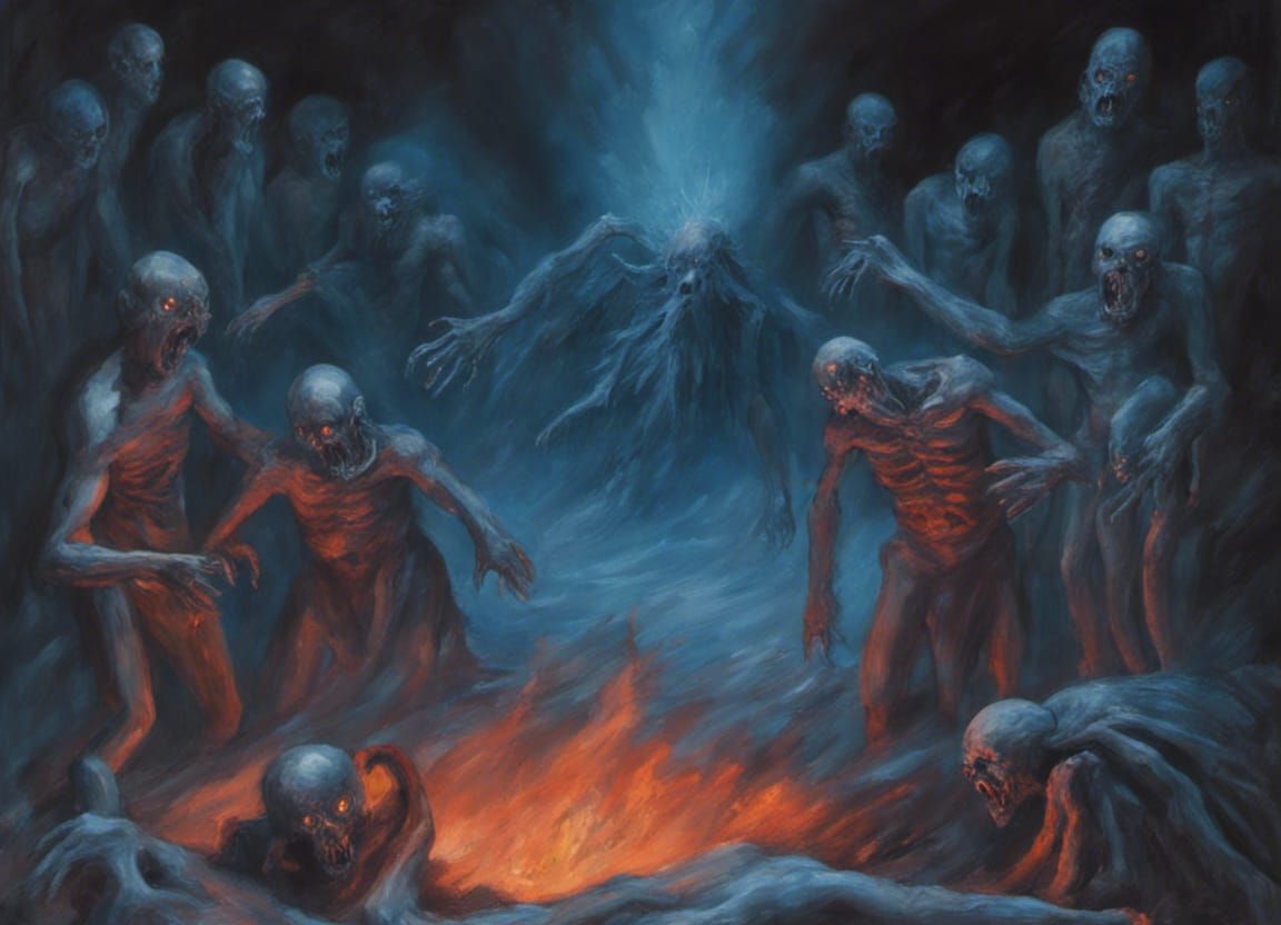 Infernal Pit of Corpses with Demonic Observers