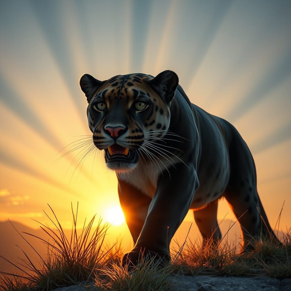 Majestic Panther in Crepuscular Light