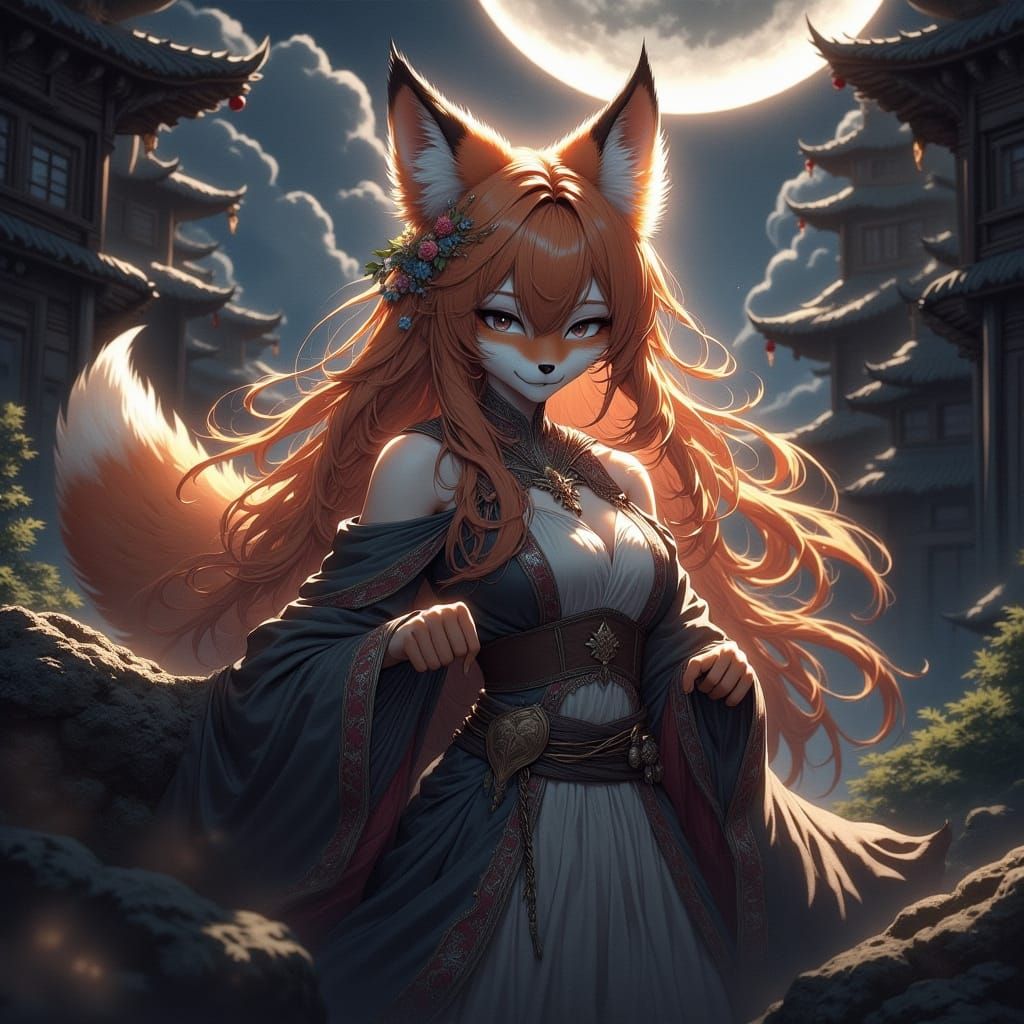 Kitsune: A Hyperrealistic Anime-Inspired Nine-Tailed Fox
