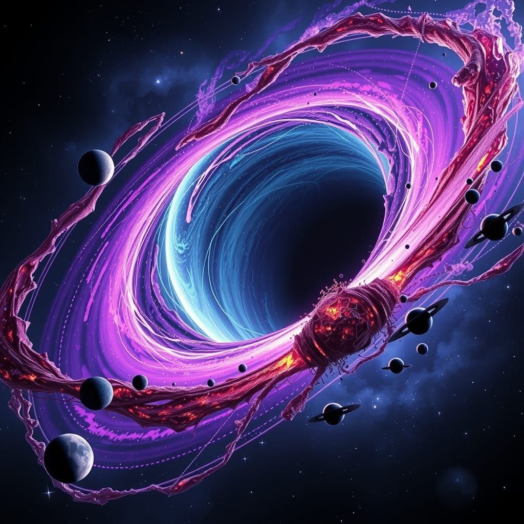 Cosmic Black Hole Devours Stars in Sci-Fi Style