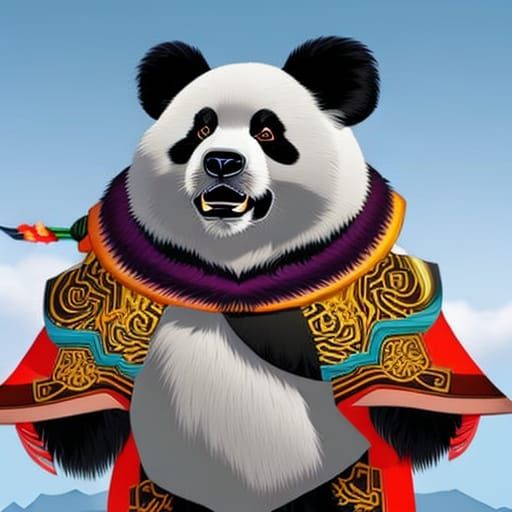 Anime Style Panda Chow Chow Hybrid with Horns