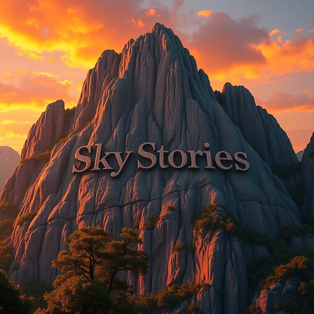 Majestic Sunset Mountain Carving in Detailed Matte Painting