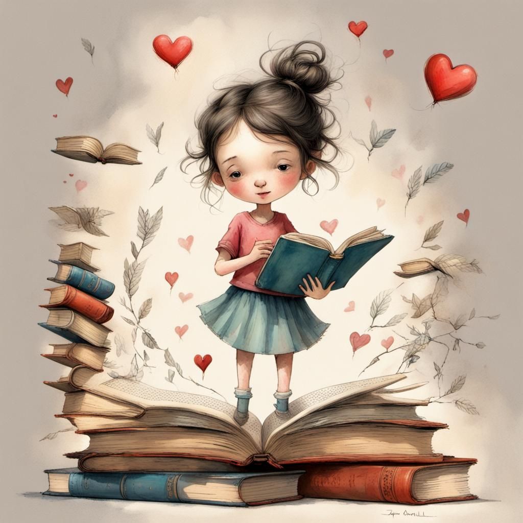 Whimsical Surreal Celebration of Reading and Learning