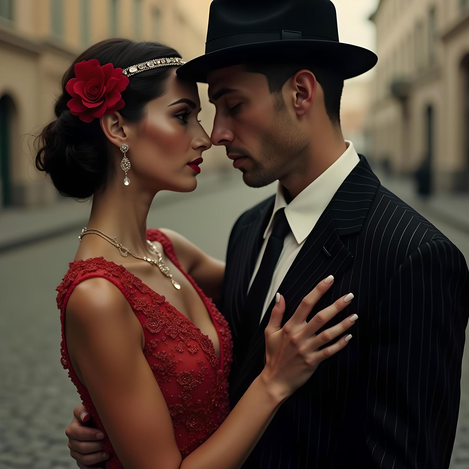 1930s Gangster Couple in Polaroid Style