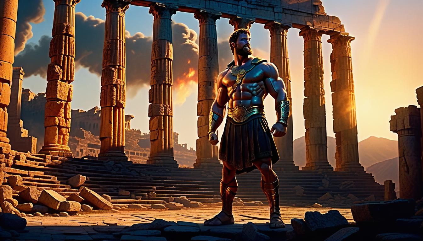Hercules Overlooks His Empire at Golden Hour